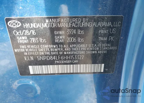 2017 Hyundai Elantra Se из США, поврежденный, VIN 5NPD84LF6HH153322